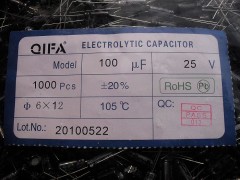 原裝正品，廠家直銷25v100UF(6*12)-- 廣奇發電子有限公司